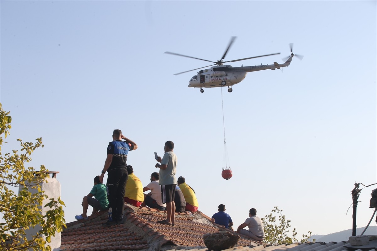Muğla'nın Milas ilçesinde çıkan orman yangınına havadan ve karadan müdahale ediliyor.  