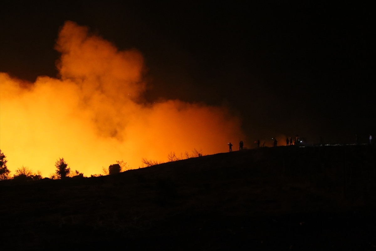 Muğla'nın Milas ilçesinde çıkan orman yangınına, havanın kararmasıyla karadan müdahale devam...