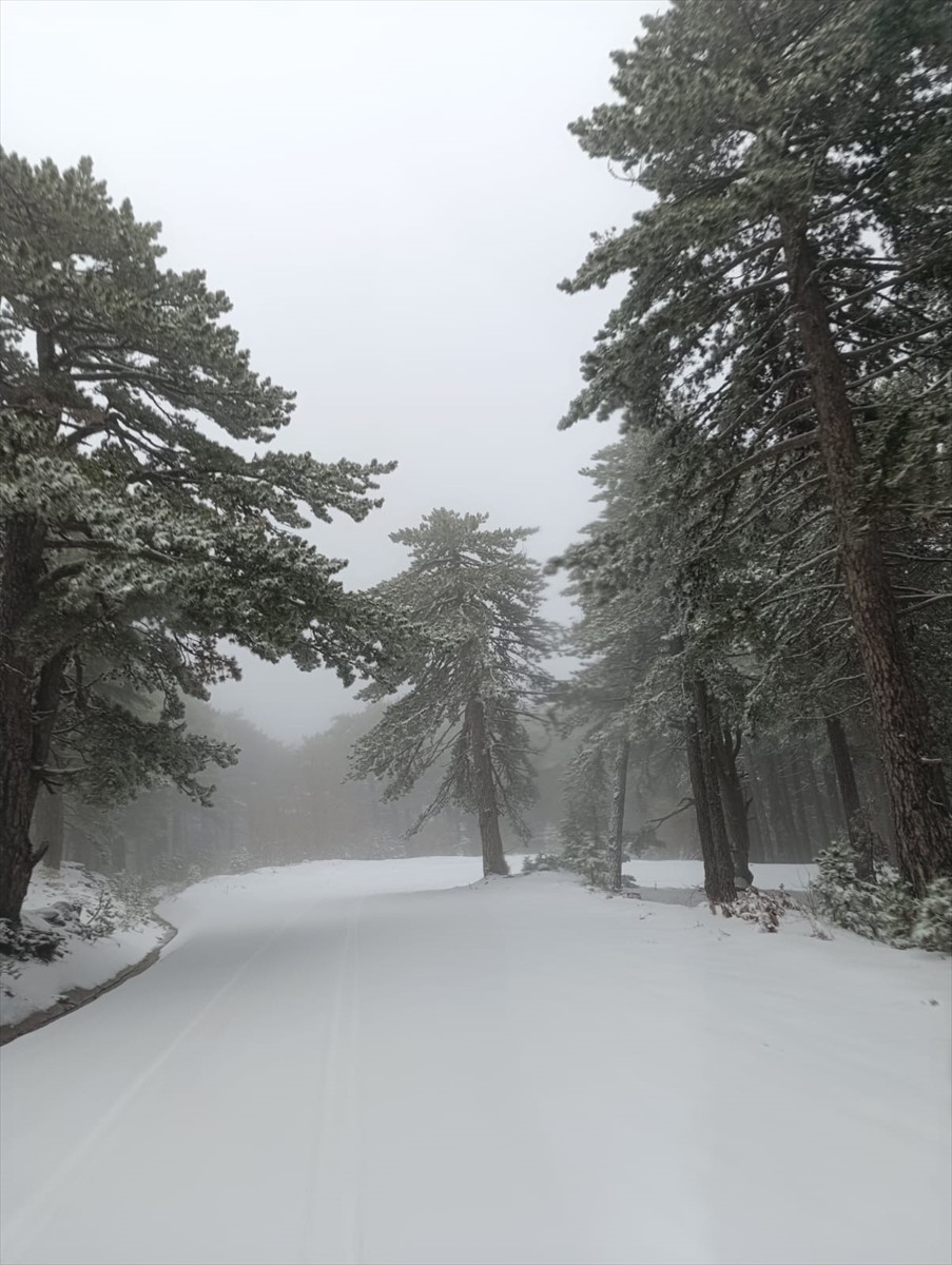 Balıkesir ve Çanakkale sınırlarındaki Kazdağları'nda geceden itibaren etkili olan kar yağışı...
