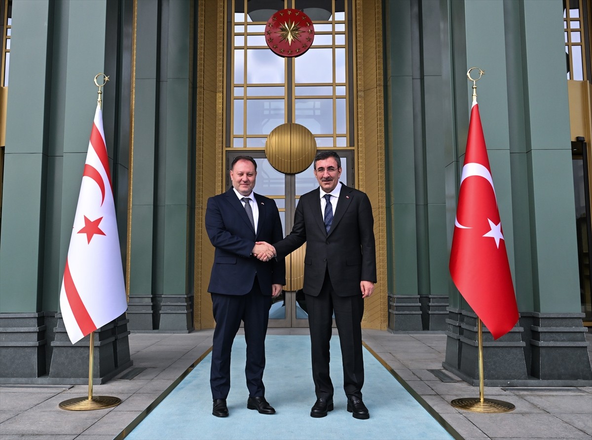 Cumhurbaşkanı Yardımcısı Cevdet Yılmaz (sağda), Kuzey Kıbrıs Türk Cumhuriyeti (KKTC) Cumhuriyet...