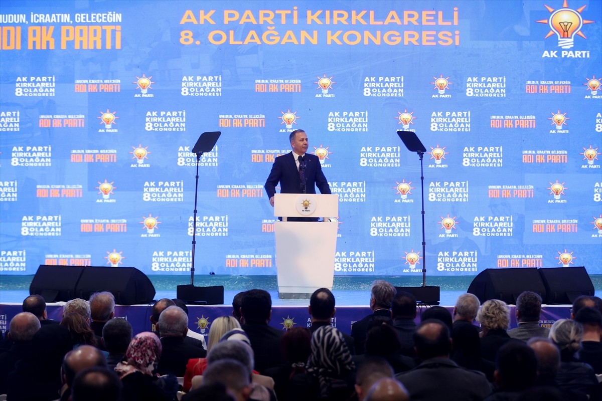 İçişleri Bakanı Ali Yerlikaya, AK Parti Kırklareli 8. Olağan İl Kongresi'ne katıldı. Bakan...