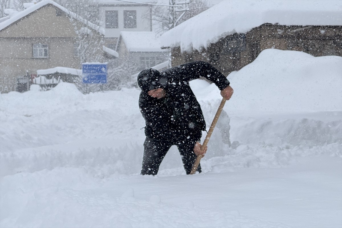 Bingöl'ün Yedisu ilçesinde kar yağışı devam etti. Vatandaşlar, kar ile kaplanan evlerinin önünü...