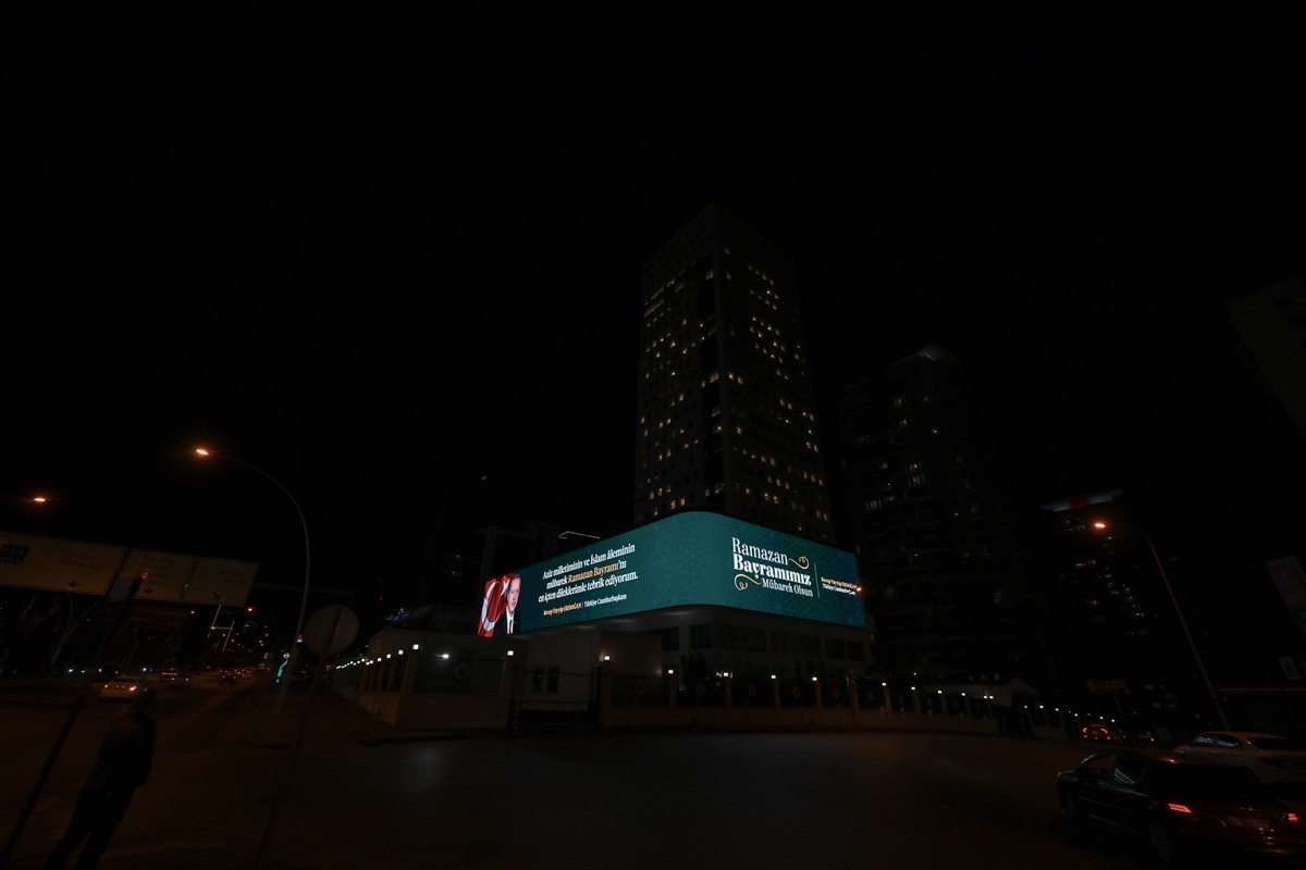 Cumhurbaşkanlığı İletişim Başkanlığının dijital ekranında, Cumhurbaşkanı Recep Tayyip Erdoğan'ın...