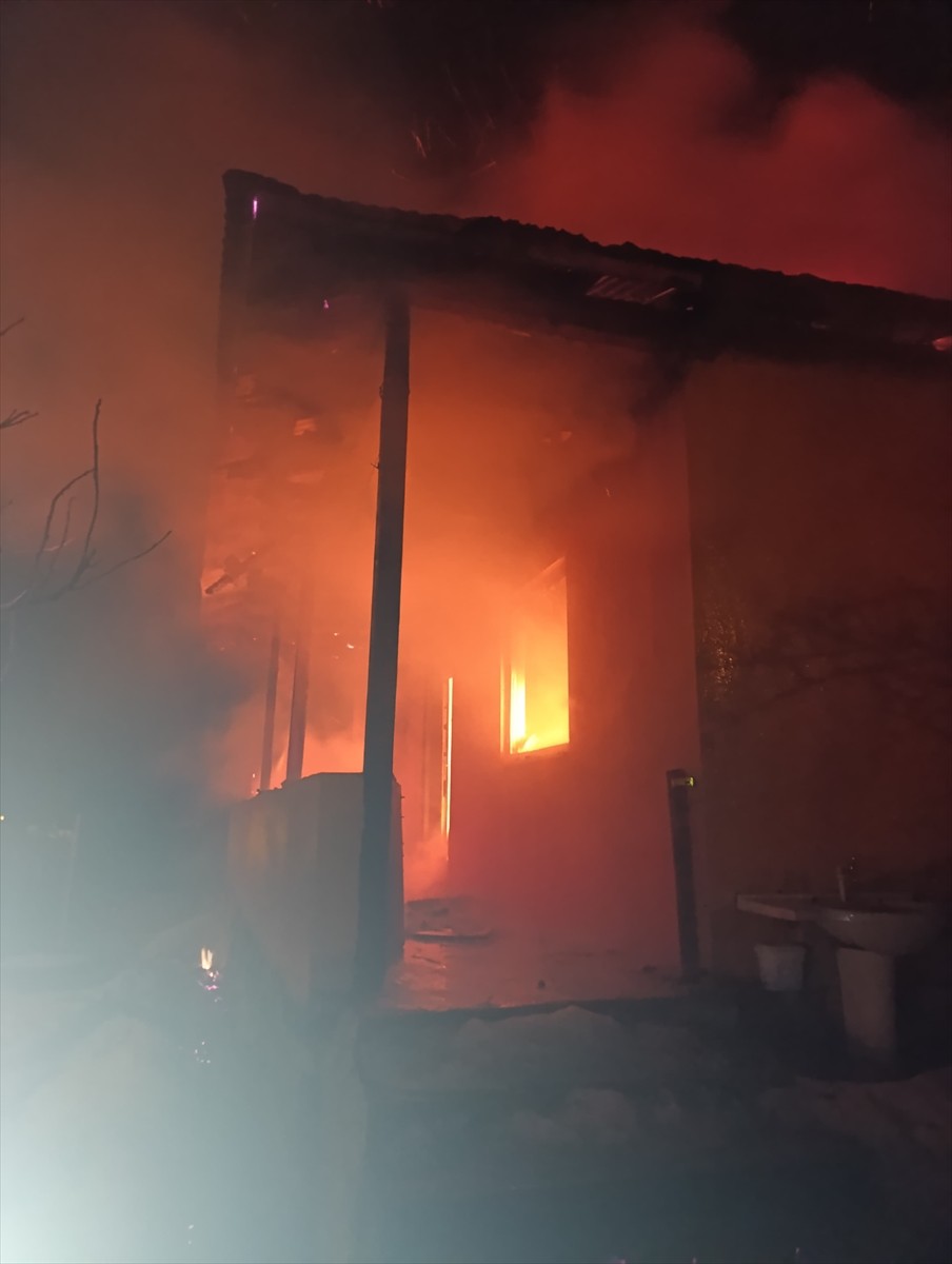 Erzurum'un Şenkaya ilçesinde bir evde çıkan yangın hasara yol açtı.