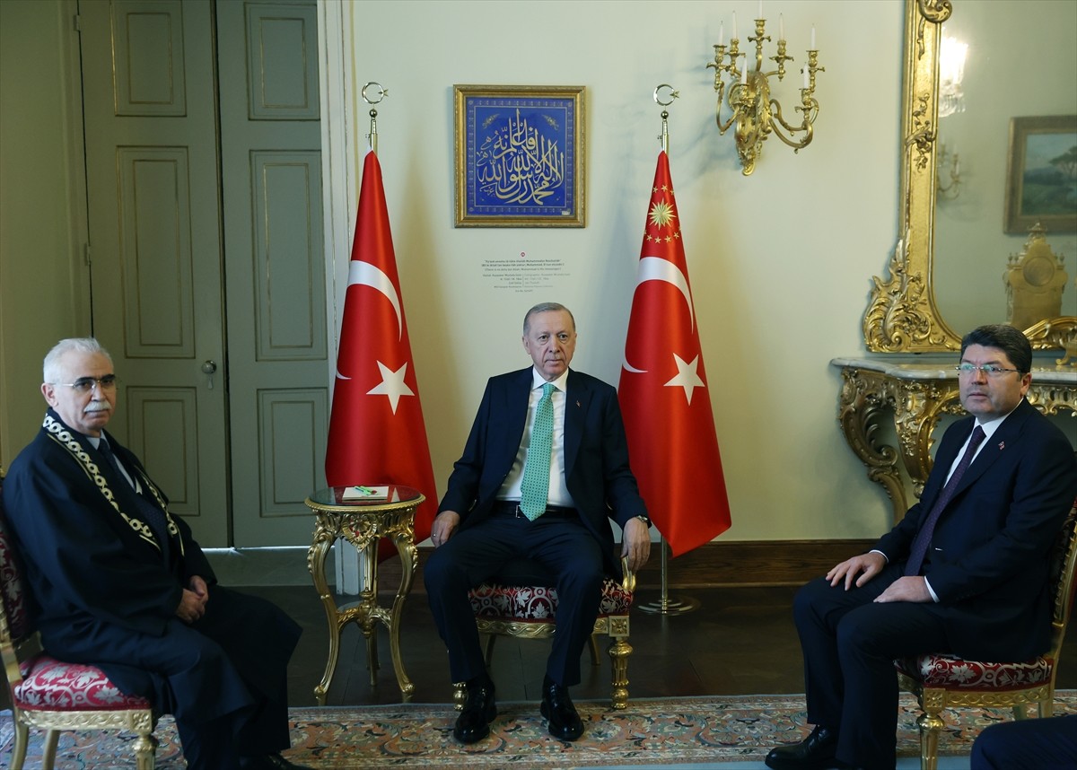 Cumhurbaşkanı Recep Tayyip Erdoğan, Dolmabahçe Sarayı'nda Anayasa Mahkemesinin 63. kuruluş yıl...