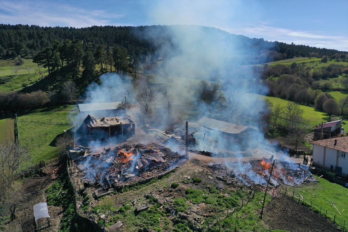 Kastamonu'da çıkan yangında 3 ev ile 3 ahır kullanılamaz hale geldi.