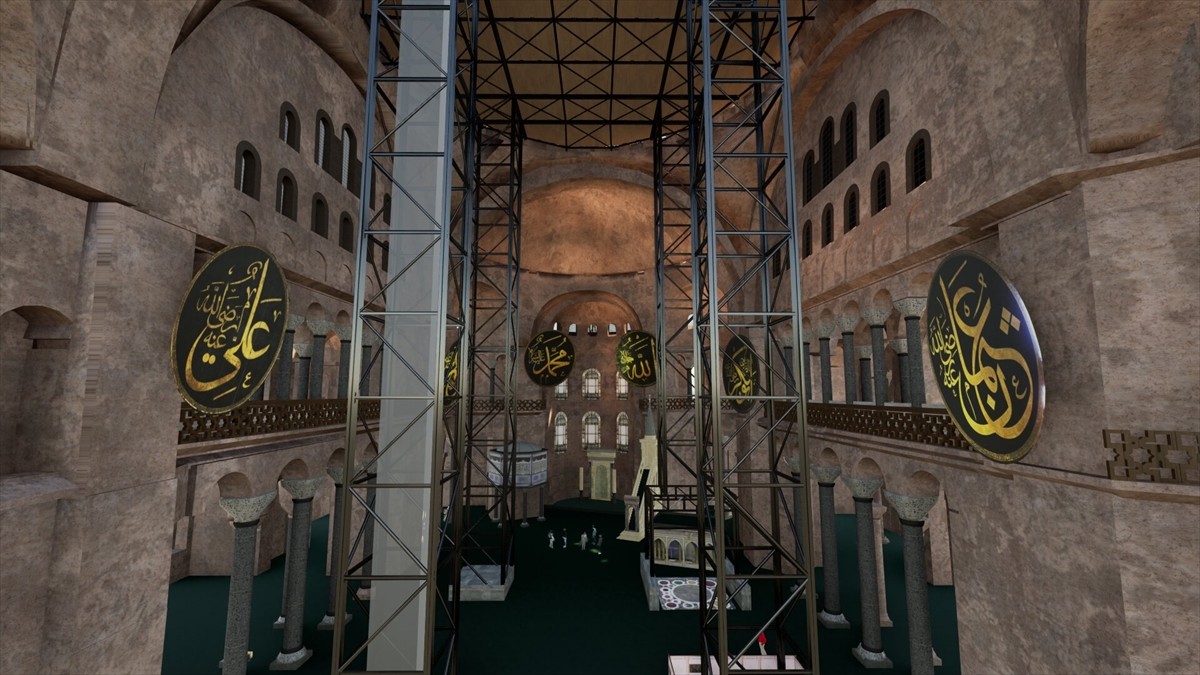 Kültür ve Turizm Bakanlığınca 1486 yıllık Ayasofya-i Kebir Cami-i Şerifi'nin ana kubbesinin...