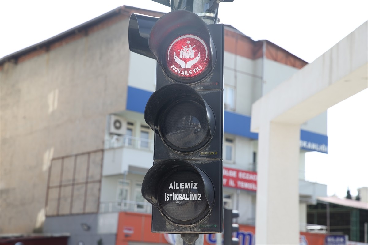 Siirt'te bazı noktalardaki trafik sinyalizasyon sistemlerindeki ışıklara "Aile Yılı"na özel...
