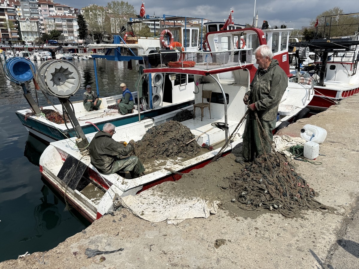 Tekirdağ'da küçük tekneli balıkçılar, Marmara Denizi'nde avlanmayı güçleştiren deniz salyası...