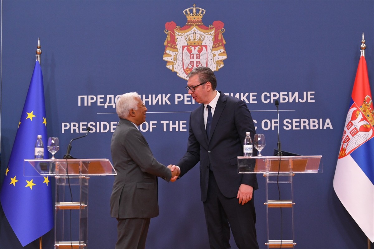 Avrupa Birliği (AB) Konseyi Başkanı Antonio Costa (fotoğrafta), başkent Belgrad'da Sırbistan...