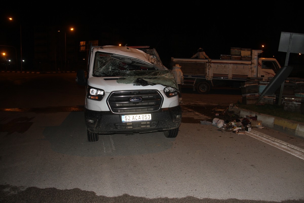 Konya'nın Beyşehir ilçesinde arı kovanı yüklü kamyonet devrildi. Etrafa dağılan arıların soktuğu 2...