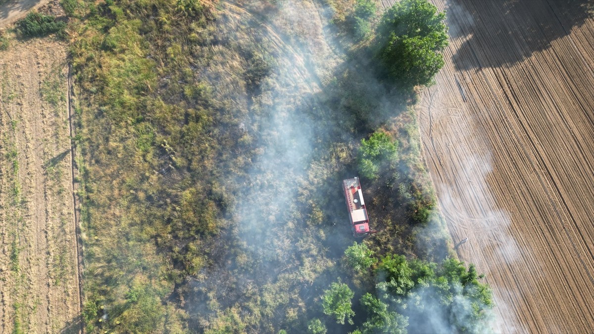 Bursa'nın İnegöl ilçesinde çalılık alanda çıkan yangın söndürüldü.