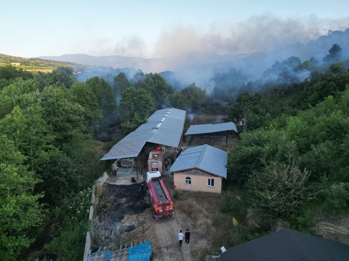 Bursa'nın İnegöl ilçesinde merada çıkan yangın ormanlık alana sıçramadan söndürüldü.