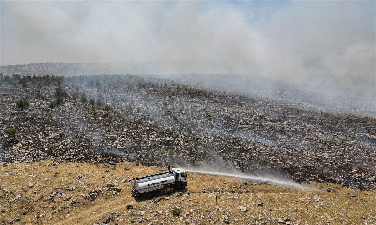 Gaziantep'in Araban ilçesine çıkan örtü yangını söndürüldü.
