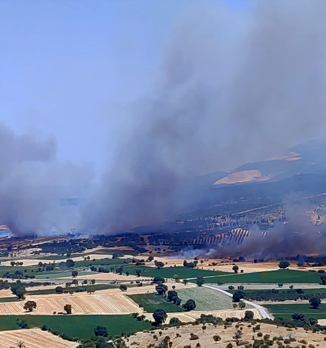 İzmir'in Kınık ilçesinde çıkan orman yangınına havadan ve karadan müdahale başlatıldı.