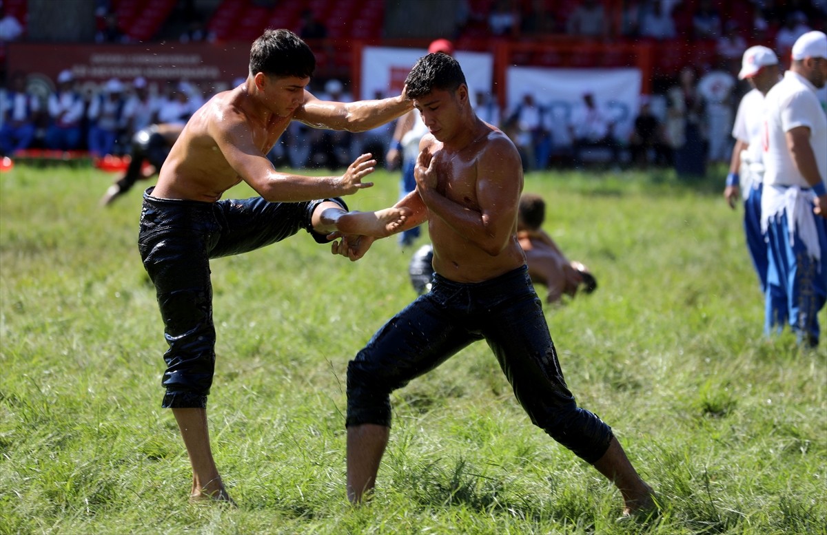  664. Tarihi Kırkpınar Yağlı Güreşleri'nin ikinci günü, tozkoparan boy pehlivanların...