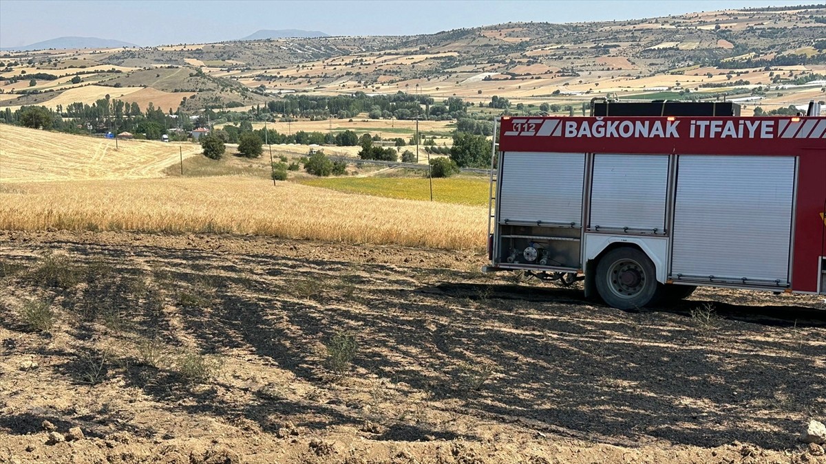 Isparta'nın Yalvaç ilçesinde ekin tarlasında çıkan yangın zarara neden oldu.