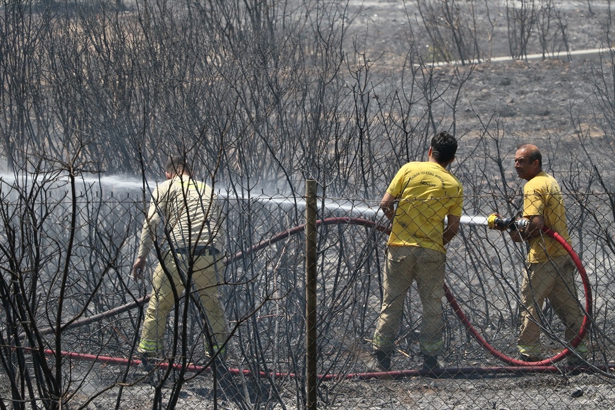 İzmir'in Buca ilçesinde çıkan orman yangını ekiplerin havadan ve karadan müdahalesiyle kontrol...