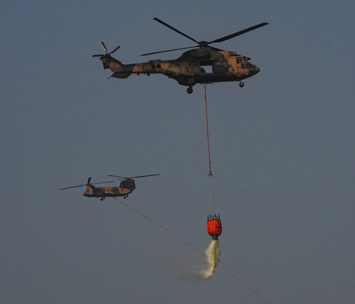 İzmir'in Gaziemir ilçesinde, ormanlık alanda çıkan yangına havadan ve karadan müdahale...
