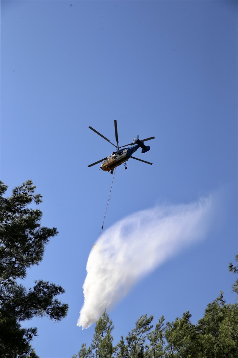 Muğla'nın Fethiye ilçesinde çıkan orman yangını havadan ve karadan müdahaleyle...