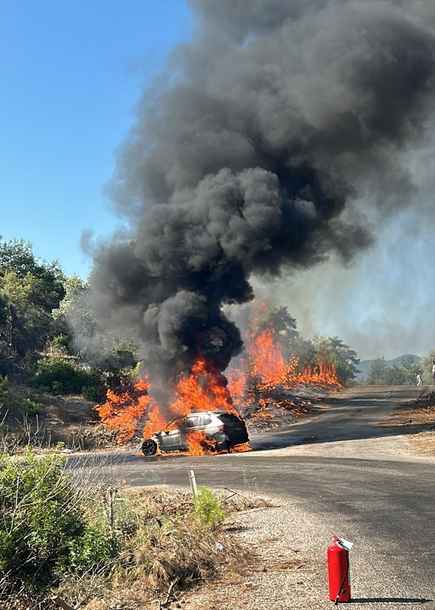 Muğla'nın Milas ilçesinde, otomobilde çıkıp ormanlık alana sıçrayan yangın söndürüldü.