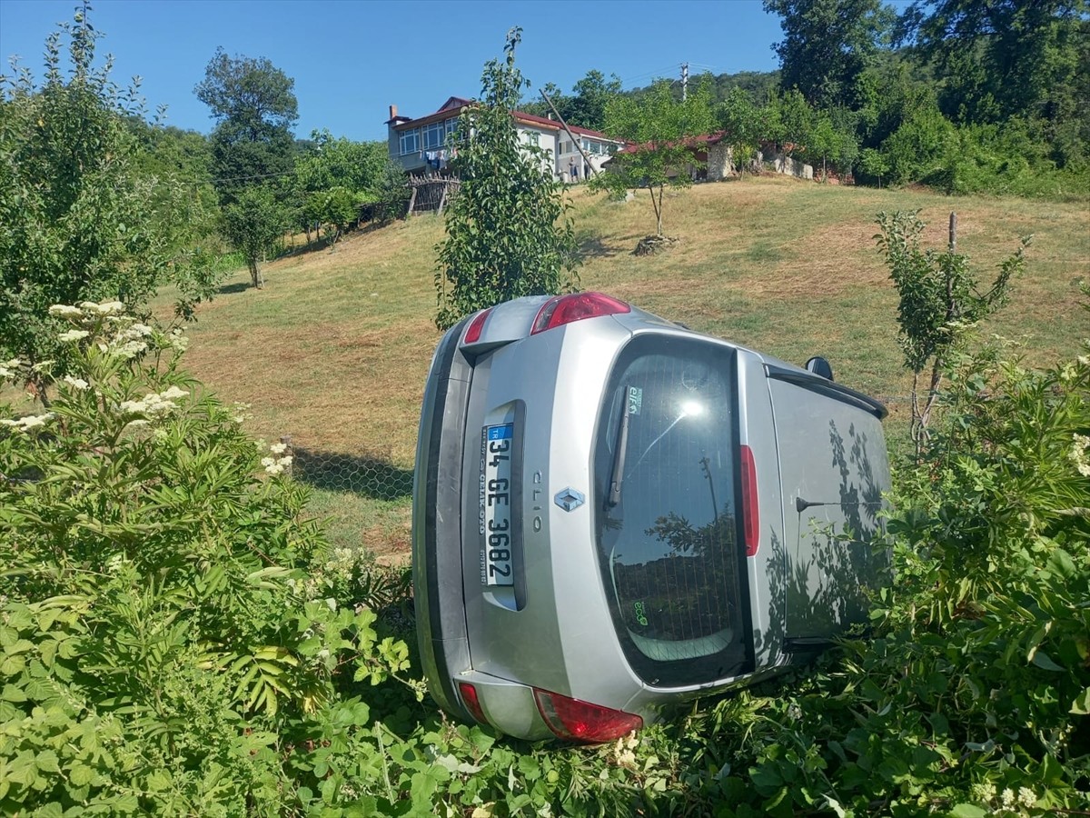 Sinop'un Gerze ilçesinde otomobilin ağaçlık alana devrilmesi sonucu 3 kişi yaralandı.