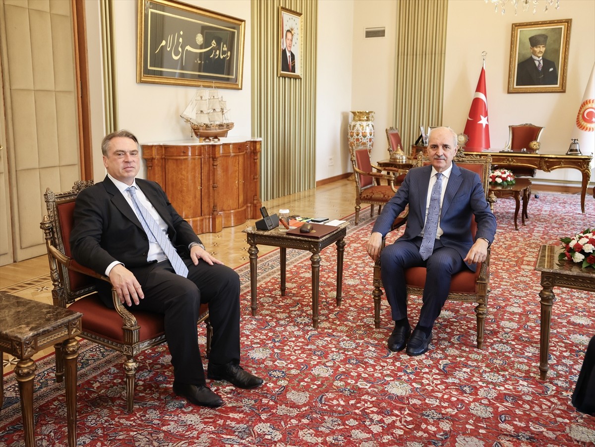 TBMM Başkanı Numan Kurtulmuş, Avrupa Birliği (AB) Türkiye Delegasyon Başkanı Büyükelçi Thomas Hans...