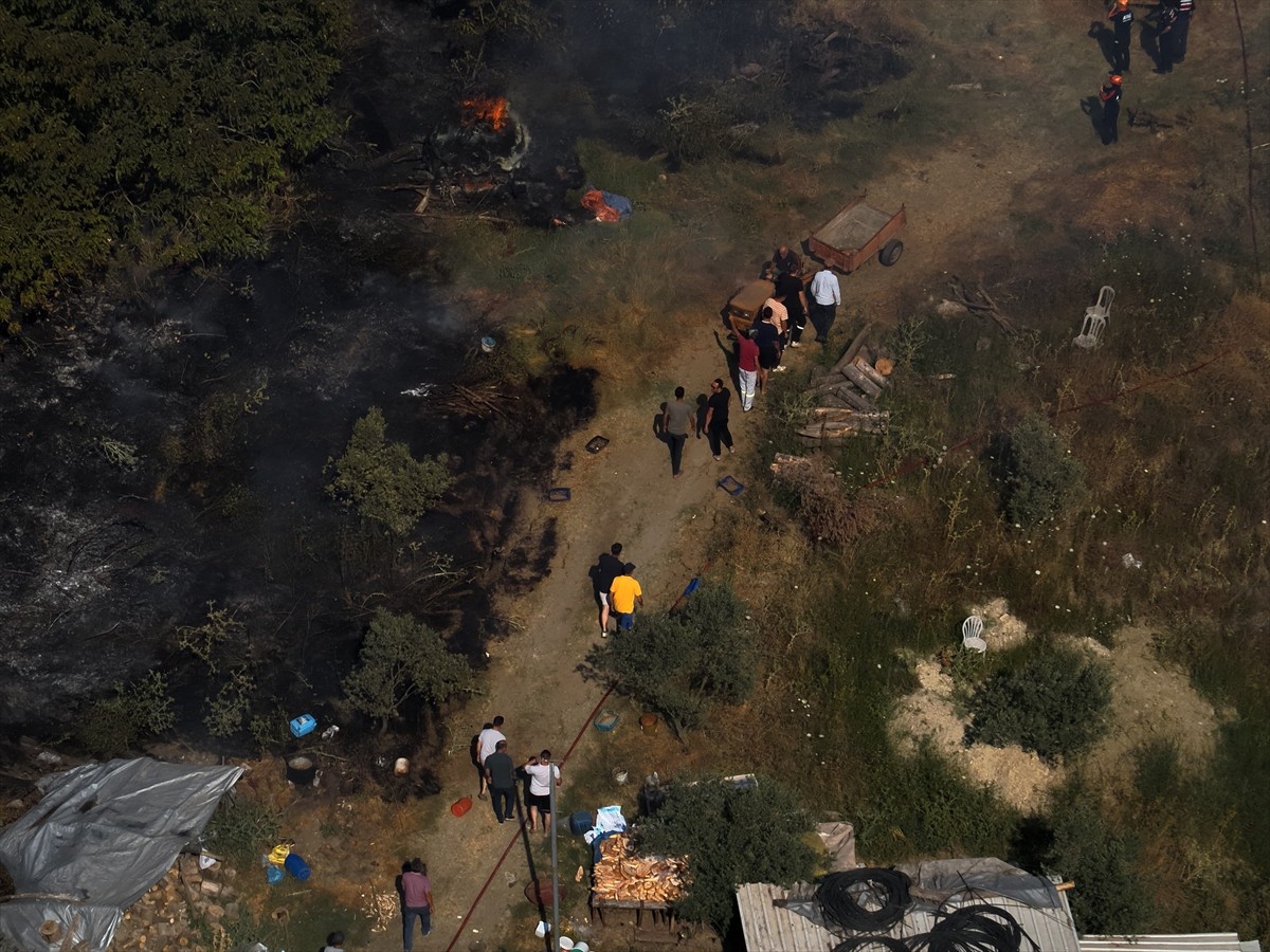 Yalova'nın Çiftlikköy ilçesinde çıkan arazi yangını itfaiye ekiplerinin müdahalesiyle...