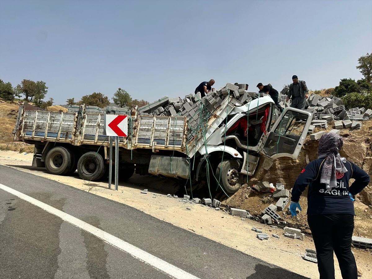 Bitlis'in Hizan ilçesinde yol kenarındaki kayaya çarpan briket yüklü kamyonun sürücüsü hayatını...