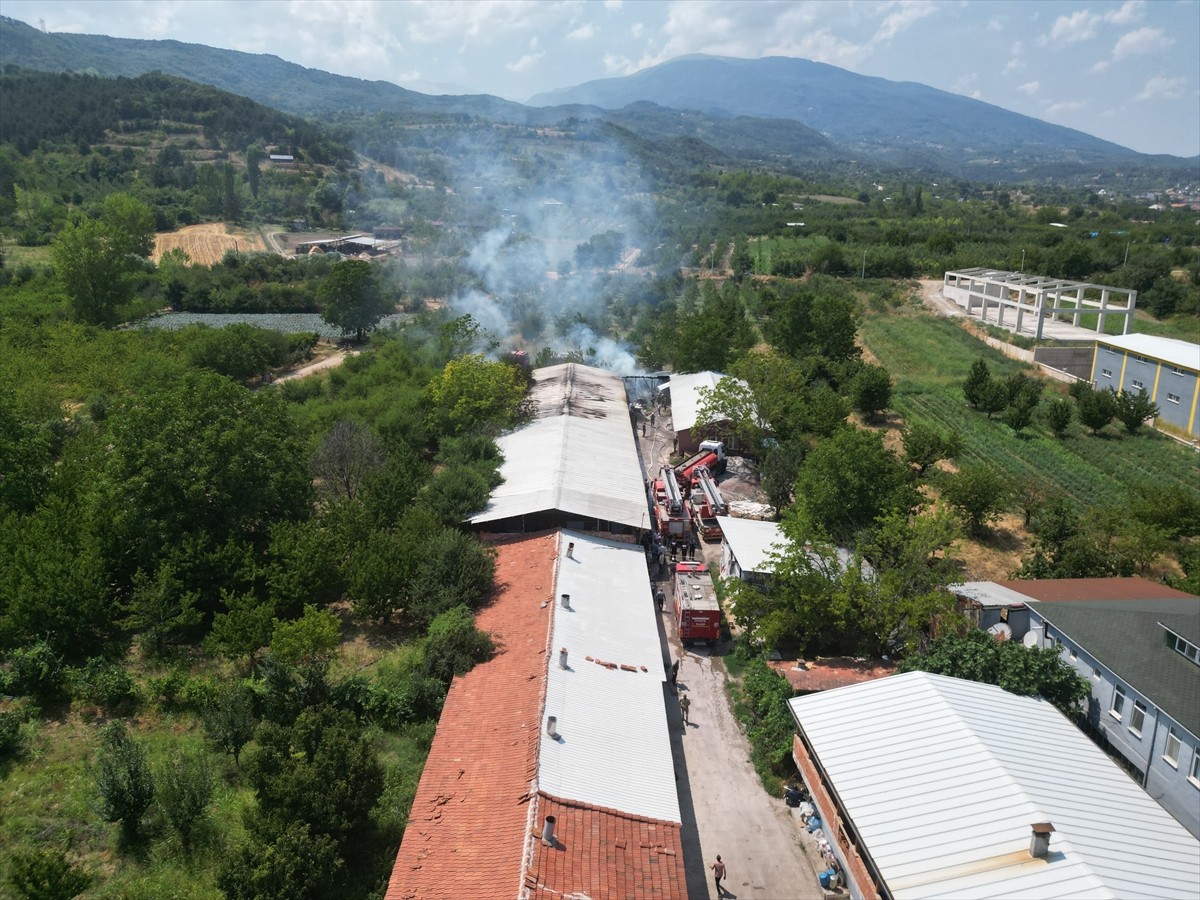Bursa'nın İnegöl ilçesinde faaliyet gösteren mobilya imalathanesinde çıkan yangın itfaiye...