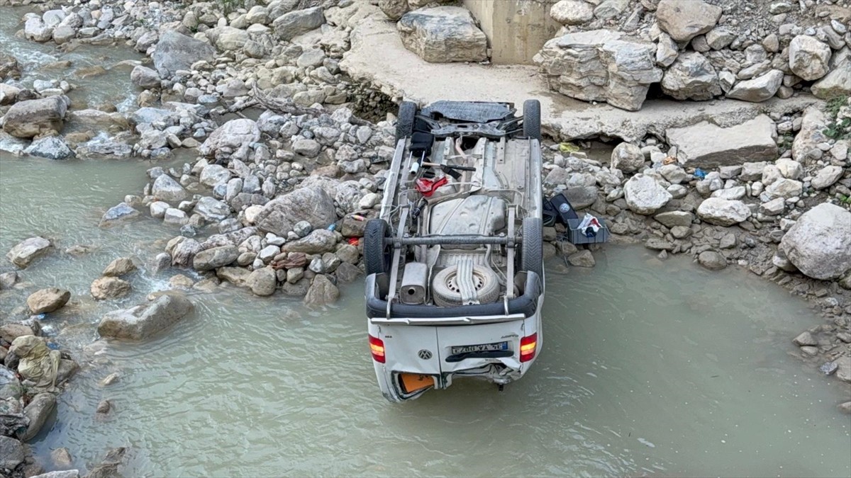 Düzce'de hafif ticari aracın dereye devrilmesi sonucu 2'si çocuk 5 kişi yaralandı.