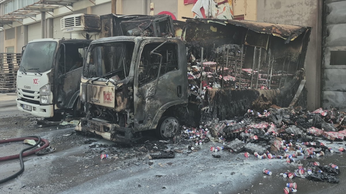 Edirne'deki yangında park halindeki 2 kamyon kullanılamaz hale geldi.