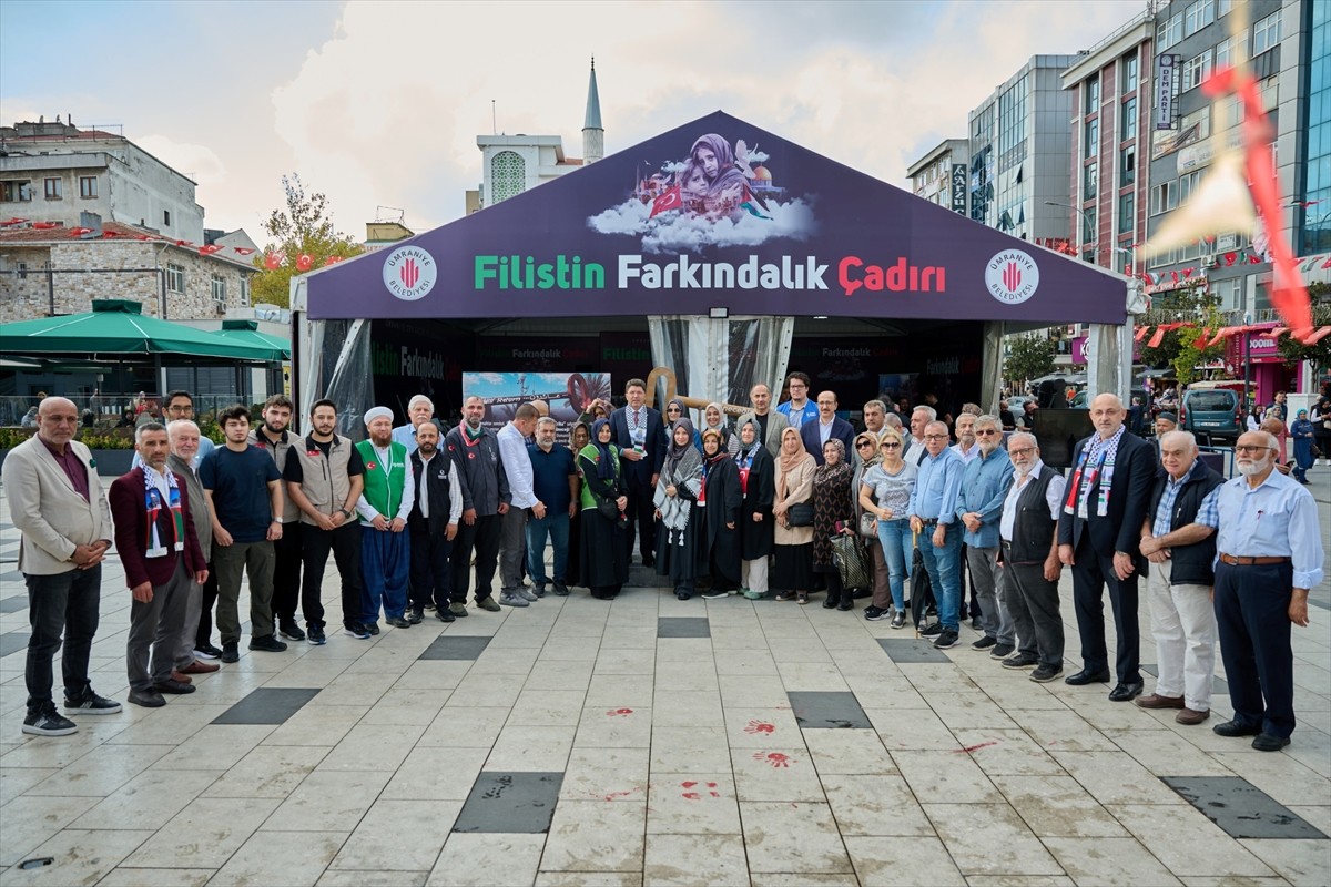 Adalet Bakanı Yılmaz Tunç, Ümraniye Belediyesi tarafından kurulan Filistin Farkındalık Çadırı'nı...