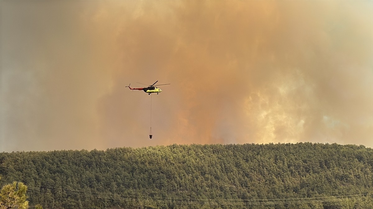 Antalya'nın Alanya ilçesinde ormanlık alanlarda çıkan yangınlara müdahale ediliyor.