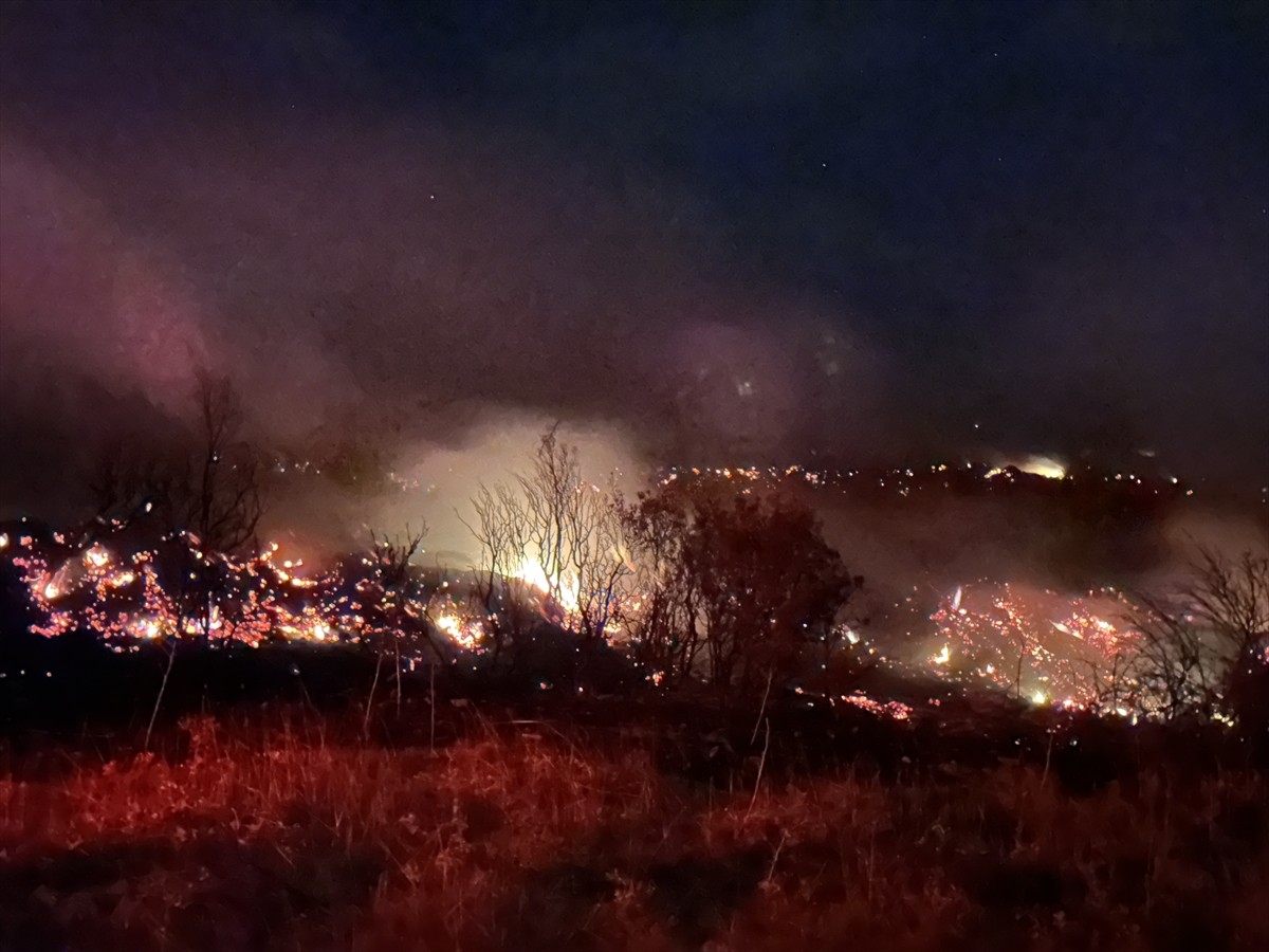 Isparta'nın Eğirdir ilçesinde ormanlık alanda çıkan yangın ekiplerin müdahalesi ile...