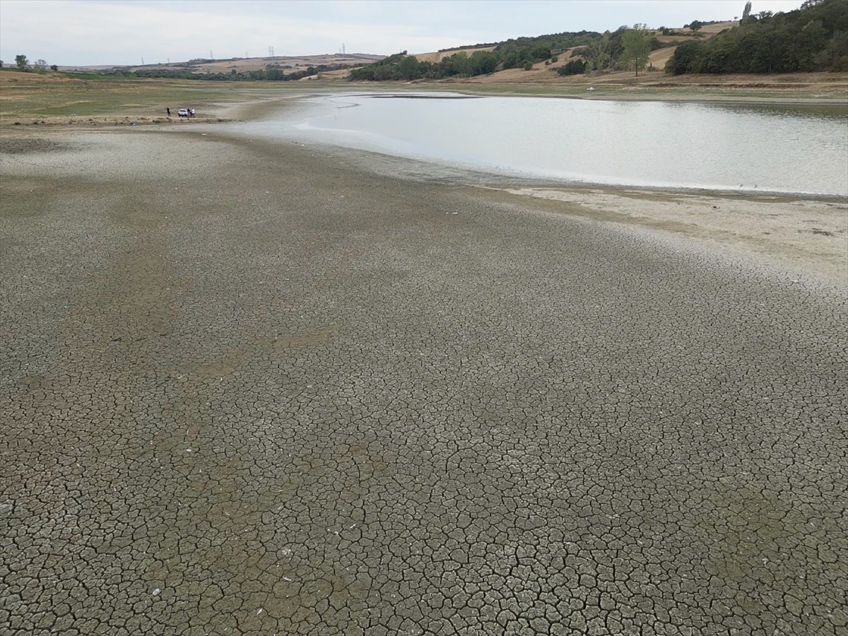Tekirdağ'da Bıyıkali Göleti'nde su seviyesi, yaşanan kuraklık nedeniyle yüzde 2'nin altına...
