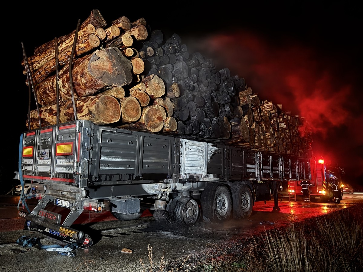 Kastamonu'da seyir halindeki tırın dorsesinde çıkan yangın itfaiye ekiplerince söndürüldü.