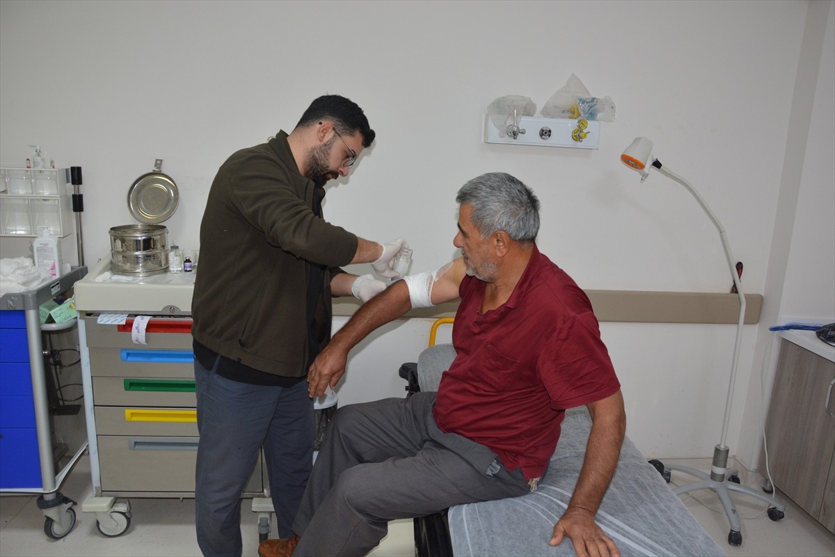 Kastamonu'nun İnebolu ilçesinde kestane toplarken karşılaştığı ayıdan kaçarken düşen çiftçi Adem...